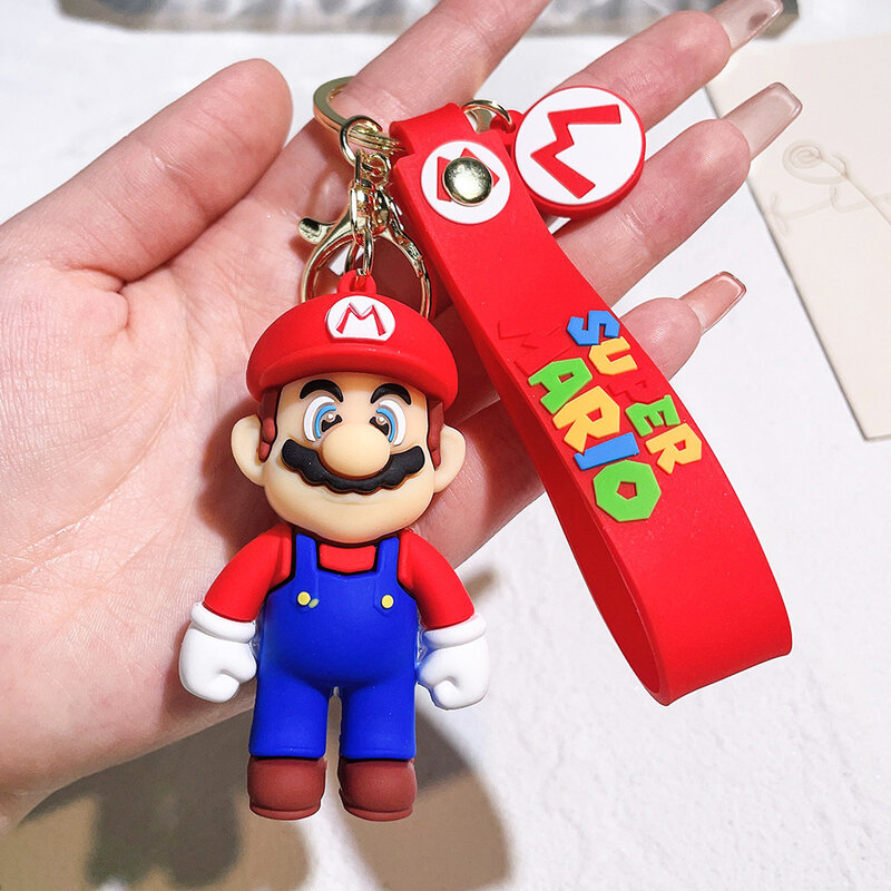Gantungan kunci Super Mario 22 gaya, gantungan kunci Mario Luigi Bros Toad Yoshi Bowser Model figur aksi PVC tas kartun boneka hadiah mainan liontin