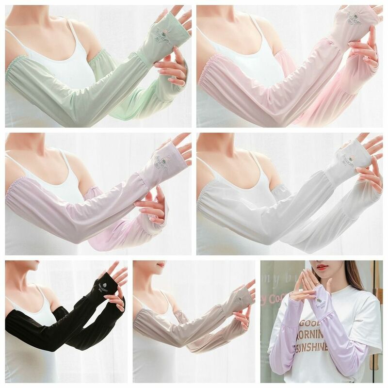 Polyester Fibre Ice Silk Sleeve Simple Sunscreen Ice Silk Arm Sleeves Loose Sun Protection Arm Sleeves Cover Fishing