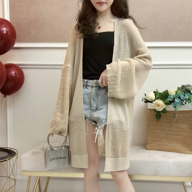 Long Causal Cardigan Sweaters Women Hollow Out Knitted Summer Knitwear Ladies V-Neck Girls Cardigans Long Sleeve Jumper Female
