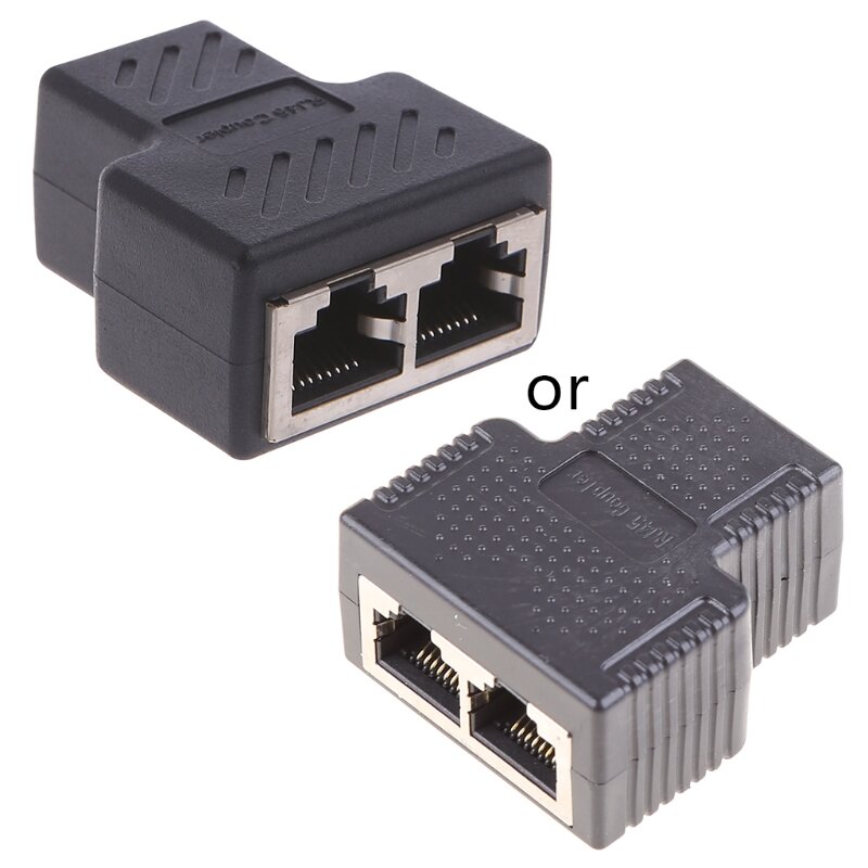 RJ45 adaptor konektor Splitter, konektor Splice soket jaringan 2 port, adaptor konektor Splitter 1 ke 2 perempuan LAN Eth