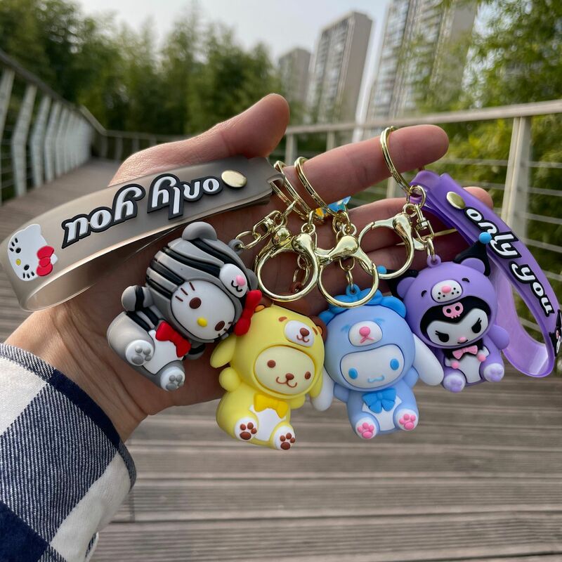 Sanrio Kuromi Melody Keychains Anime Action Figures Hello Kitty Cinnamoroll Toy Bag Ornament Keychain Car Pendant Kids Gifts