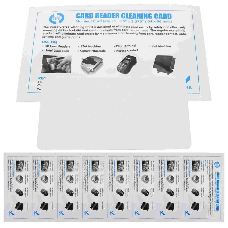 Cartões De Limpeza Reutilizáveis, Os Limpadores De Leitor De Máquina De Crédito Terminal, Impressora De PVC, 10 Pcs