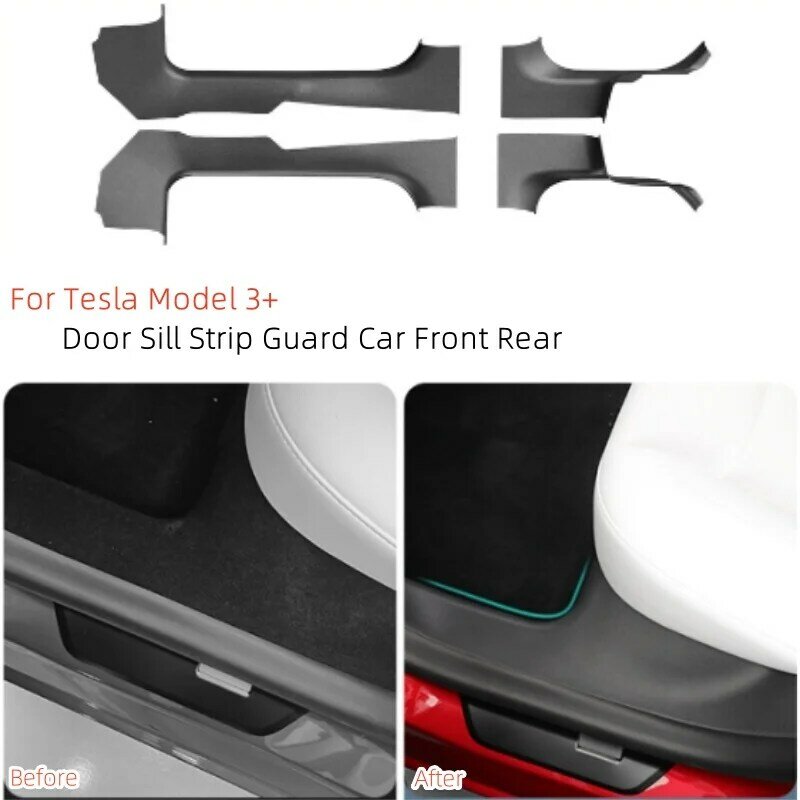 Protector de umbral de puerta delantera y trasera de coche, almohadilla antipatadas lateral de Control Central para Tesla modelo 3 Highland 2024