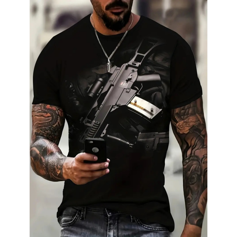 T-shirt manches courtes homme, estival et décontracté, avec impression 3D de odorrétro