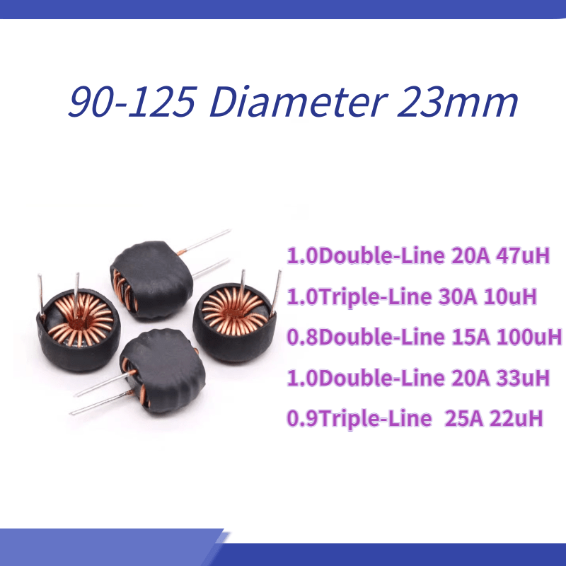 5 buah/lot cincin magnetik Aluminium silikon besi induktansi tiga/garis ganda 30A/25A 100uH/47uH/90125 Diameter 23mm