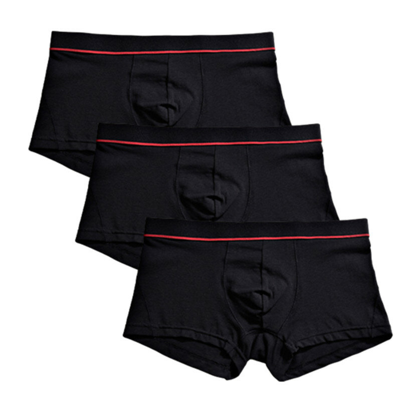 Big Size Underwear Of Men Boxers Briefs Boy Undies  Knickers Sexy Homme Panties U Convex Underpants Shorts 3 Pcs Solid Colors