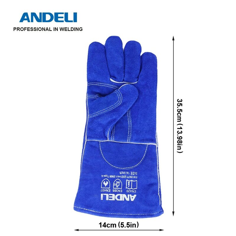 Перчатки для сварки ANDELI, защитные перчатки для работ по шлифованию и сварке