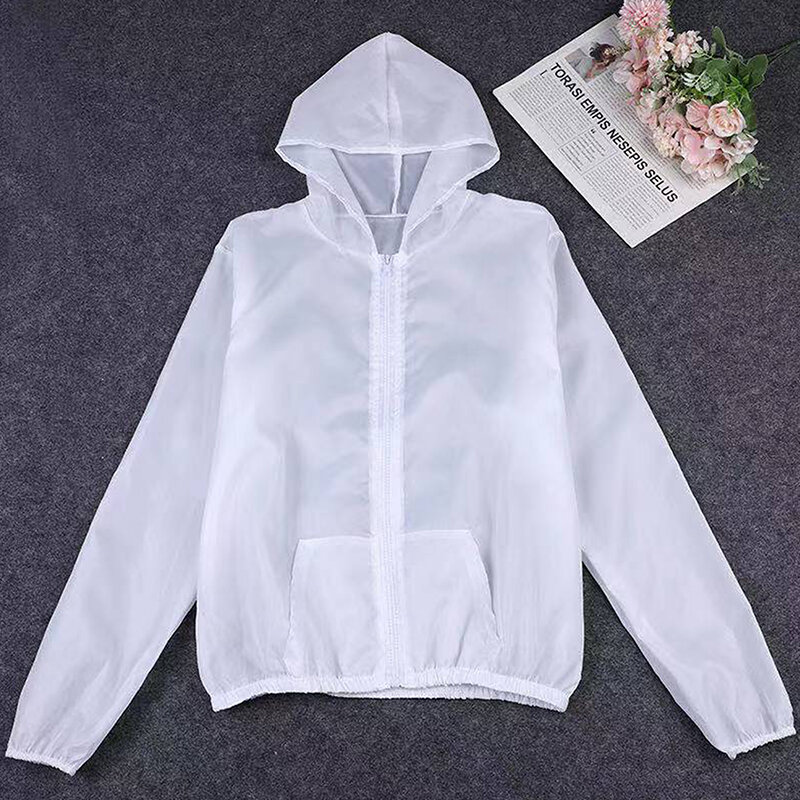 Summer Ice Silk Sunscreen Clothing Women's Solid Color Ultra-thin Breathable Quick-drying Outdoor Men's Waterproof Hooded Jacket