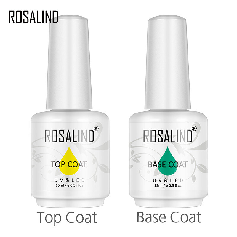 ROSALIND เจลเล็บ 15ml Multi-ใช้ Top Base Gel Vernis กึ่งสำหรับเล็บ Art Design เล็บ UV LED โคมไฟเจล Lacquer