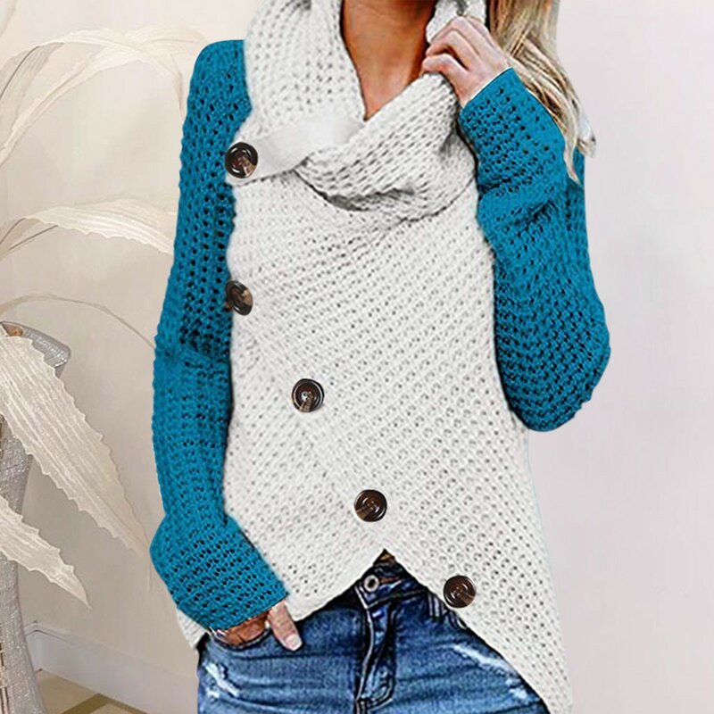 Onregelmatige Knoop Coltrui Truien Vrouwen Winter Warme Cowl Hals Truien Lange Mouw Asymmetrische Koreaanse Streetwear Y 2K Pullover