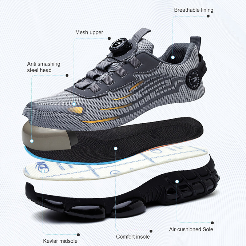 Bottone rotante nuove scarpe antinfortunistiche da uomo scarpe da lavoro antiperforazione antiurto moda uomo scarpe sportive stivali protettivi di sicurezza da uomo