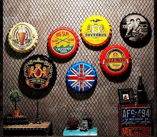 Retro Sign Sexy Lady Bottle Caps Retro Metal Tin Sign Diameter 13.8 Inches - Handcrafts Home Decor Bar Plaque Lounge
