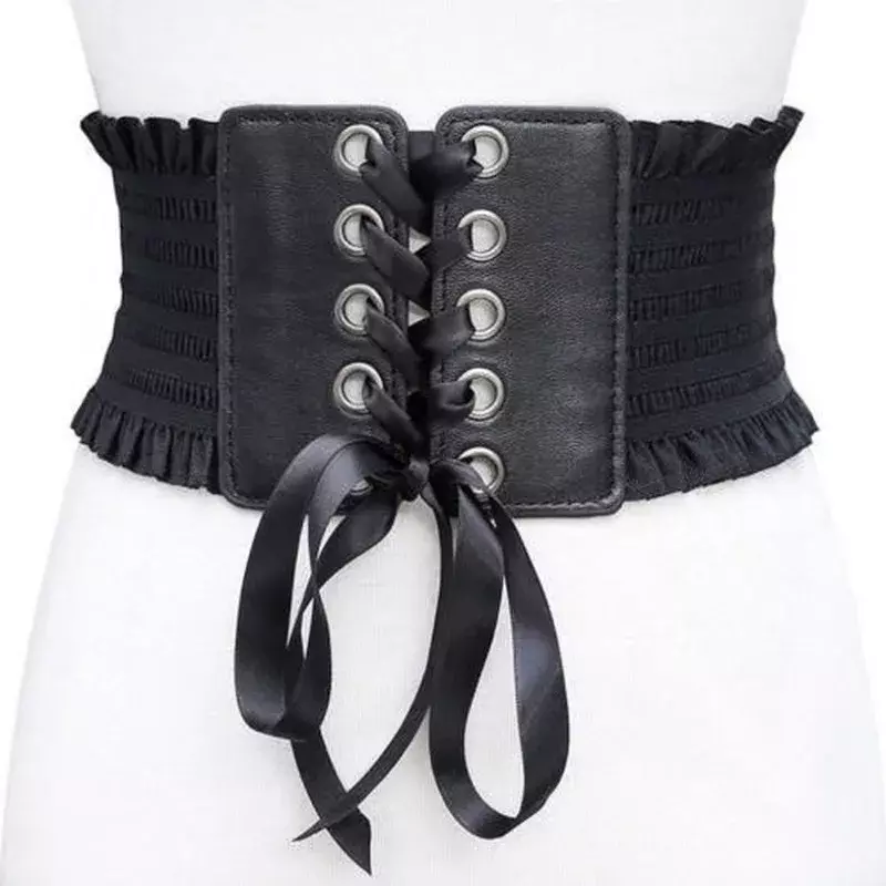 Cinturón elástico a la moda para mujer, cinturón con borlas, hebilla elástica, corsé ancho para vestido, cintura alta, cinturones anchos