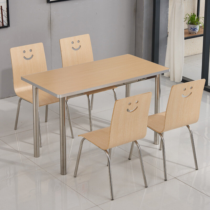 School Canteen Furniture Ergonomic Design and Environment Friendly Wooden Dining Table and Chair Set For Sale
