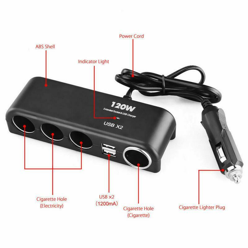 4in 1 Car Charger Adapter Cigarette Lighter Multi Socket Car Cigarette Lighter Socket Splitter Auto Power Distributor Adapter
