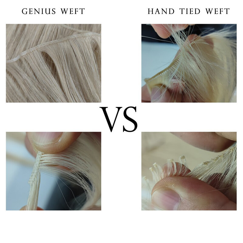 Extensions brésiliennes de cheveux humains droites faites à la main, double proximité, trame attachée à la main, vierge brute, tissages de cheveux, faisceaux non transformés, 14 "-24"