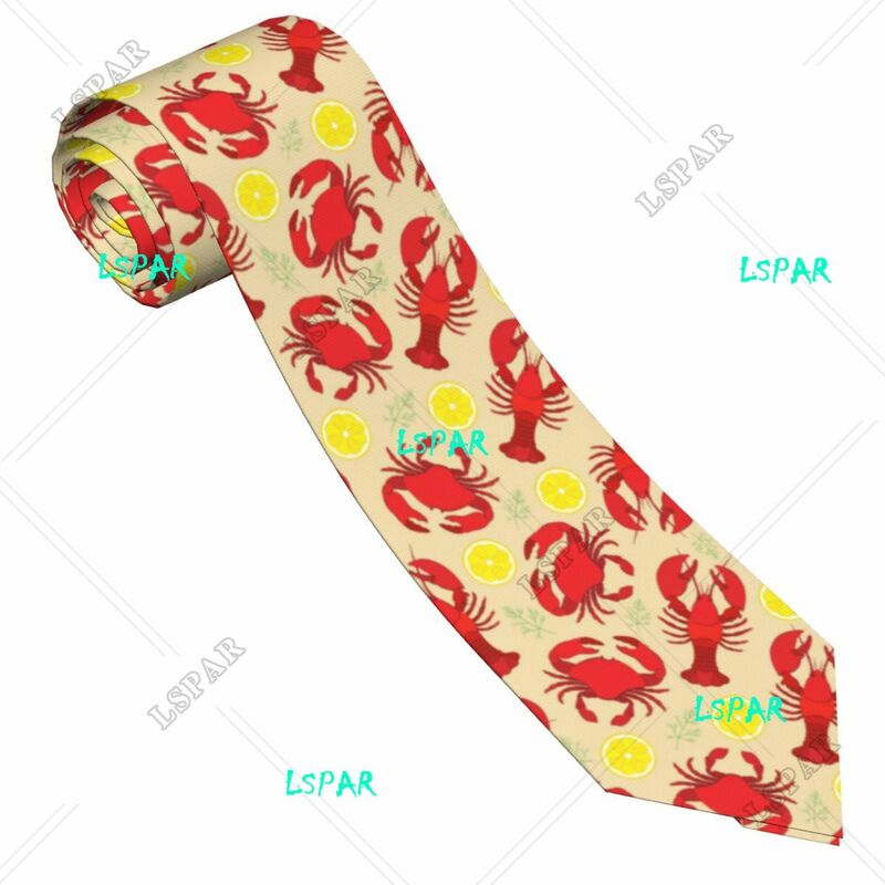 Classic Tie for Men Silk Mens Neckties for Wedding Party Business Adult Neck Tie Casual Lobster And Crab With Lemon And Dill Tie