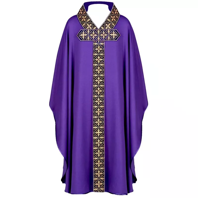 統合された教会の特別な機会のバスローブ、紫のliturgical vestment、競合が発生した