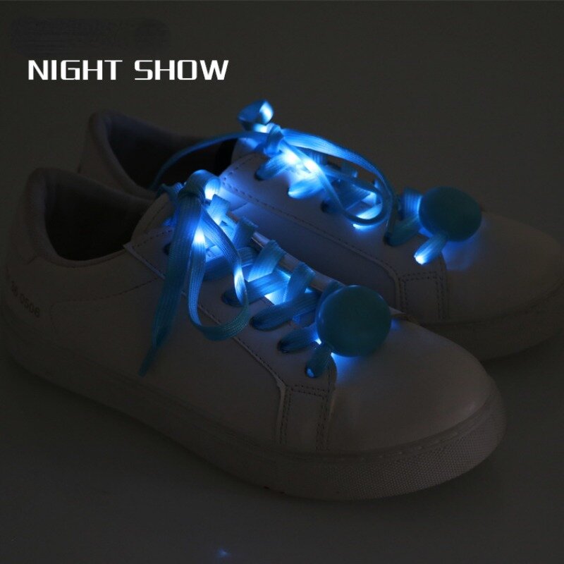 Sepatu tali bercahaya LED, 1 pasang 120cm sepatu bersinar lampu kilat bulat sepatu renda kasual Aksesori dekorasi pesta