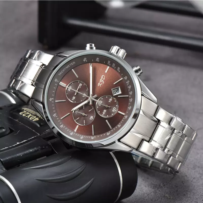 Часы наручные мужские с автоматическим датой, роскошные деловые многофункциональные кварцевые часы с браслетом из стали, с кварцевым механизмом, ААА