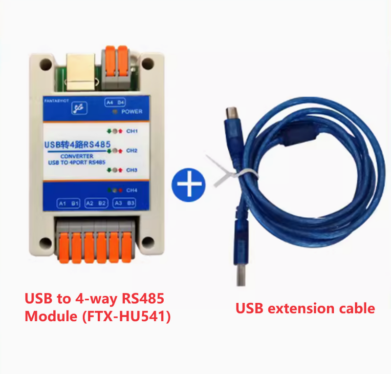 محول USB إلى 4 طرق RS485 ، كابل تسلسلي RS485 بأربعة منافذ ، وحدة اتصال تسلسلي ، أربعة منافذ COM ، درجة صناعية