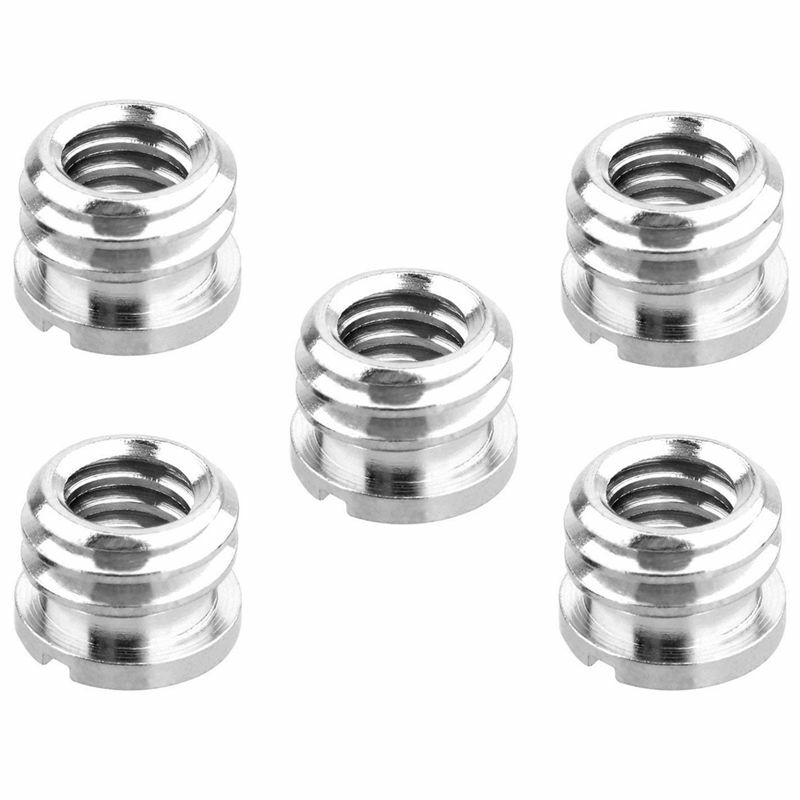 5 Pack 1/4 Inch To 3/8 Inch Convert Screw Standard Adapter Reducer Bushing Converter For DSLR Camera Camcorder Tripod Monopod Ba