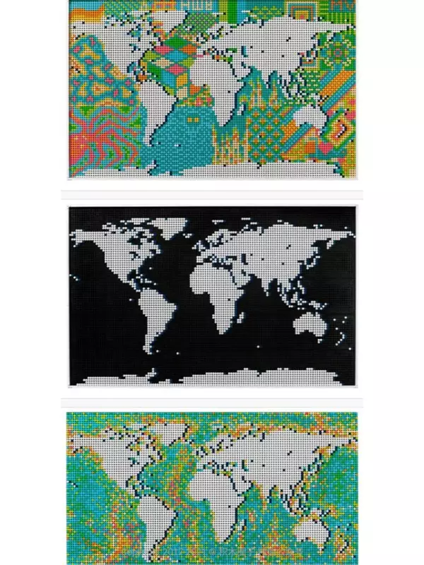 Mapa del mundo de arte de la serie creativa, producto nuevo en Stock, 31203, mosaico de partículas pequeñas, modelo de bloques de construcción, juguete educativo, regalo