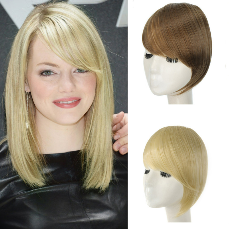 Synthetic Side Bangs Hair Extensions Clip In Side Bangs Fake Fringe Hairpiece High Temperature Black Blonde False Hair