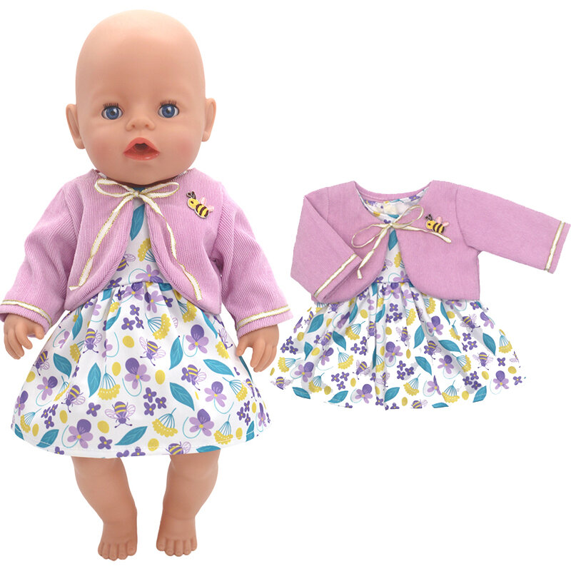 Reborn mantel bayi boneka perempuan, pakaian rok merah muda 18 inci pakaian boneka anak perempuan jaket mainan hadiah Natal
