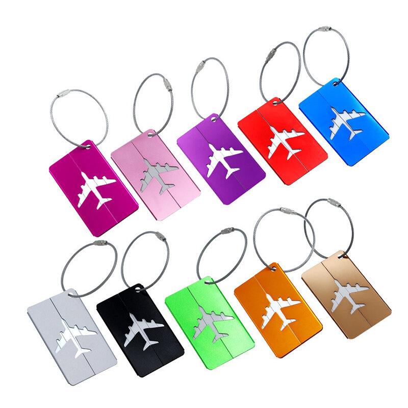 Etiquetas de equipaje reutilizables para hombre y mujer, tarjetas de identificación con nombre, accesorios de viaje