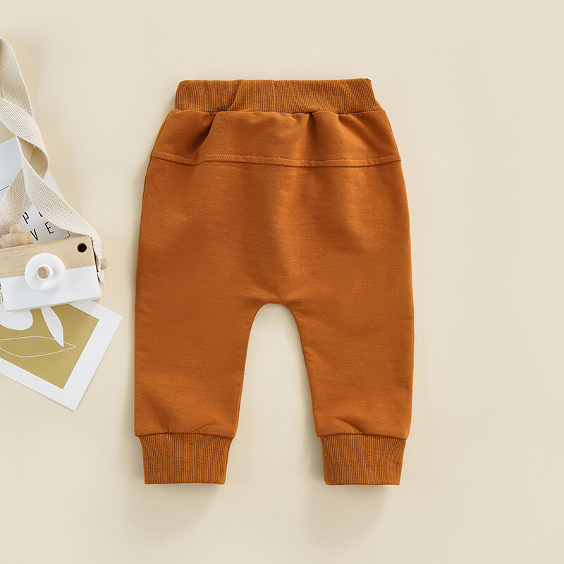 Toddler Baby Boys Girls Trousers Newborn Elastic Waist Adjustable Drawstring Solid Color Casual Loose Fit Long Pants For 0-3Yrs