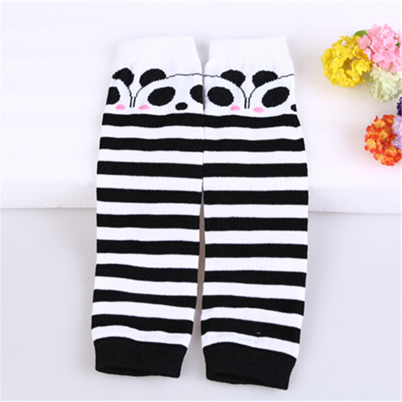 Calentadores de piernas para bebé, niño y niña, mallas hasta la rodilla, a rayas, calcetines blancos y negros de Panda