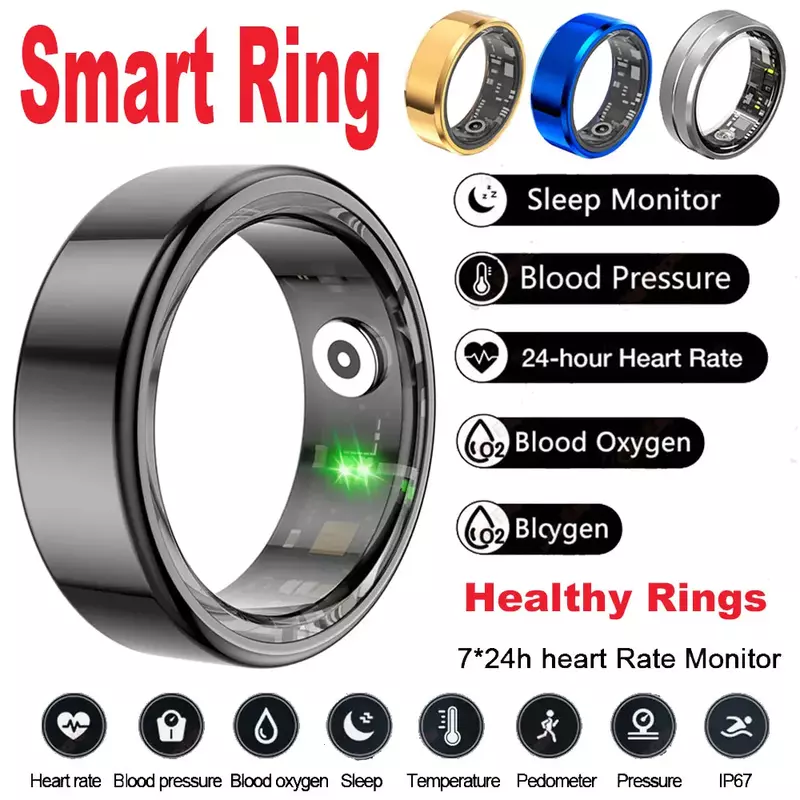 2024 New Smart Ring 4 Color Military Grade Titanium Steel Shell Health Monitoring IP68 & 3ATM Waterproof Multi-sport Modes