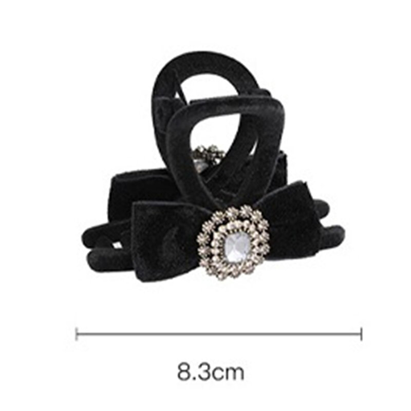 Black Velvet Hair Claw Clip with Rhinestone Hair Clips Fashion Hair Styling Accessories for Women Girls