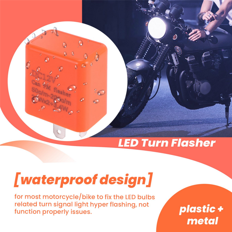 Motocicleta velocidade ajustável LED Turn Signal Indicator, pisca-pisca Relé, 12V, 2 Pin