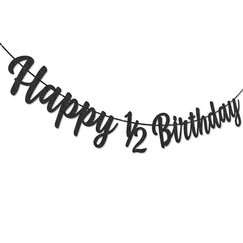 Banner feliz aniversário para decoração de festa, bolo Topper, 1 ano, 1 ano, 2 anos, 6 meses e 1 ano