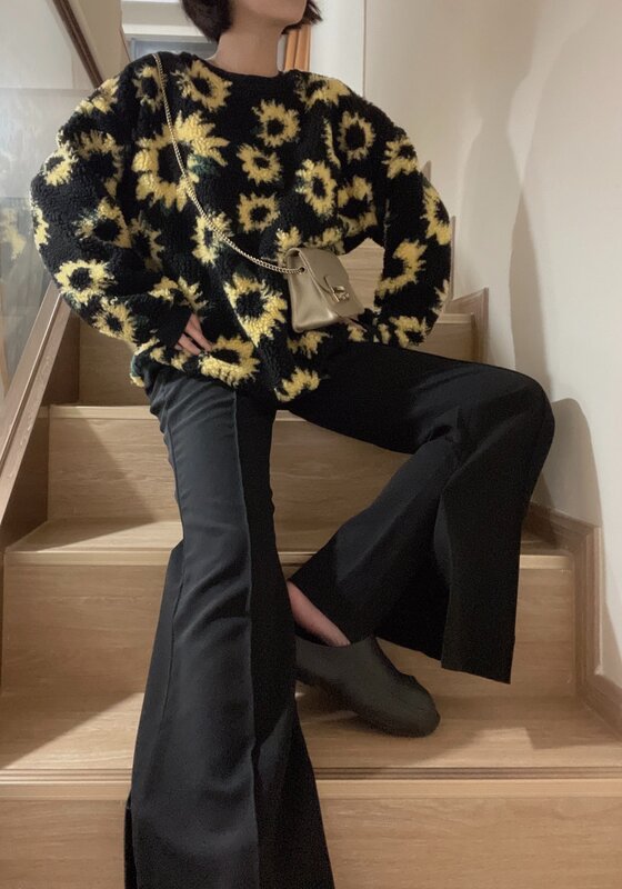2023 Dames Trui Lamwol Pullover Student Warme Trui Mode Bedrukt Zoete Truien Dikker Losse Top Dames