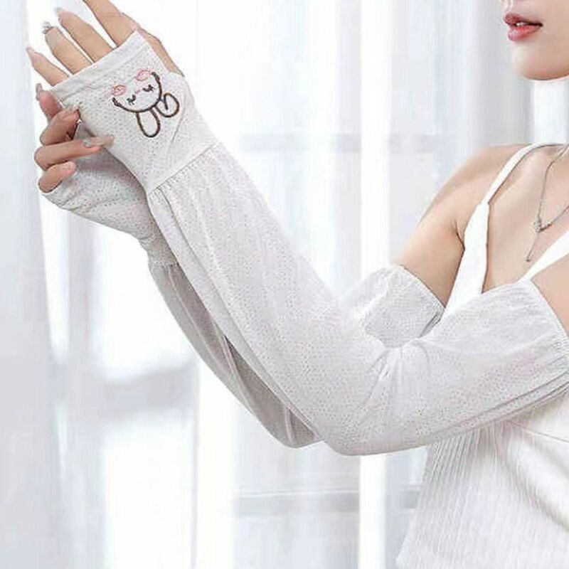 Sun Protection Rabbit Arm Sleeves Casual Arm Cover Quick Drying Ice Silk Sleeves Thin Anti-UV Sunscreen Sleeves Female
