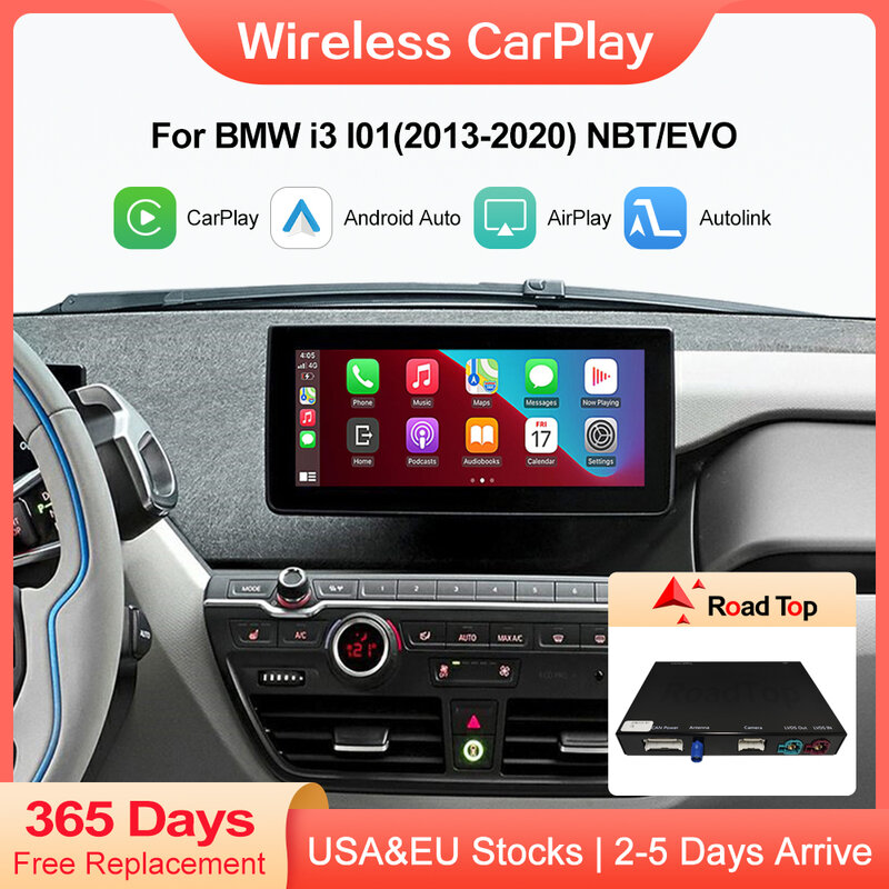 Wireless CarPlay per BMW i3 I01 NBT EVO System 2013-2020 con Android Auto Mirror Link AirPlay Car Play fotocamera posteriore BT GPS