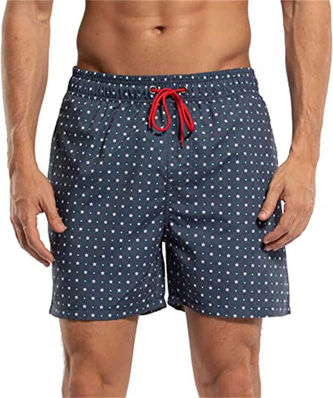 Shorts de banho masculino de verão, calção masculino, calça esportiva, tábua, forro de malha e bolsos
