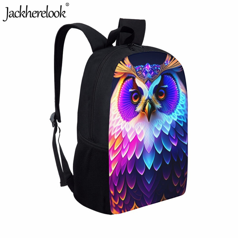 Jackherelook Large-capacity Kids Schoolbag Fashion Trend New Owl Print Design Youth Travel Backpack College Student Computer Bag