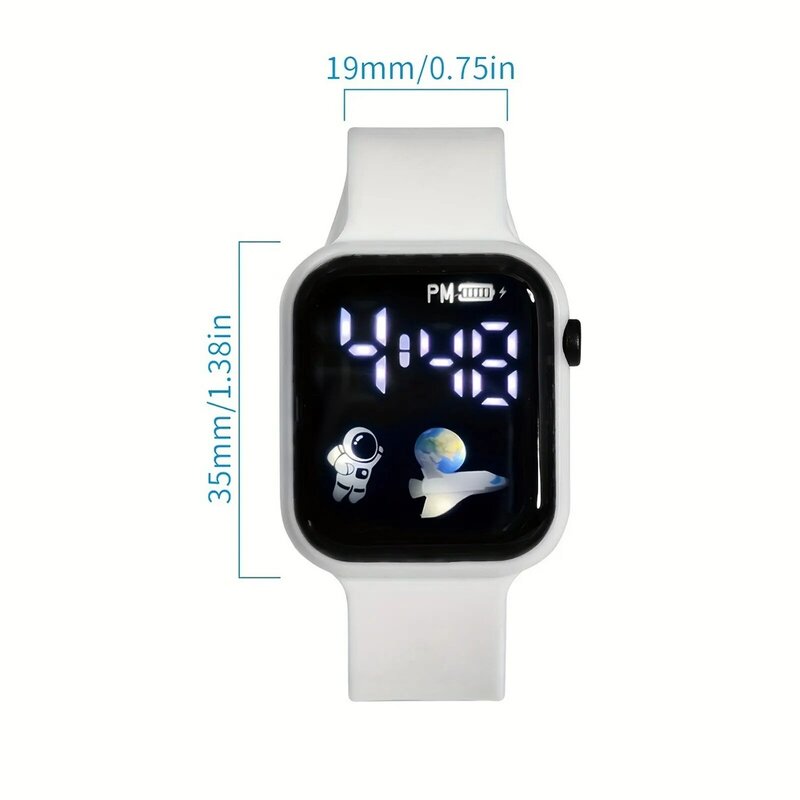Jam Anak cocok untuk siswa luar ruangan jam tangan elektronik layar Led jam tangan waktu persegi tombol penyetel tali silikon
