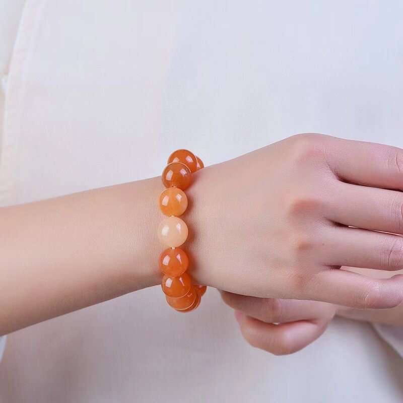 Złoty jedwabny jadeitowy łańcuszek na rękę naturalny czerwony kamień koraliki elastyczna bransoletka moda damska bransoletki z kamieni szlachetnych Charms biżuteria akcesoria