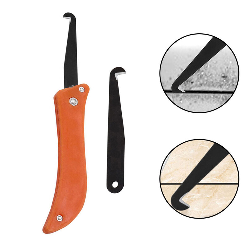 Ceramic Tile Gap Repair Tool Set Cleaning Removal Old Grout Hook Blade Handheld Caulking Tool Part Reversible Replacement Blades