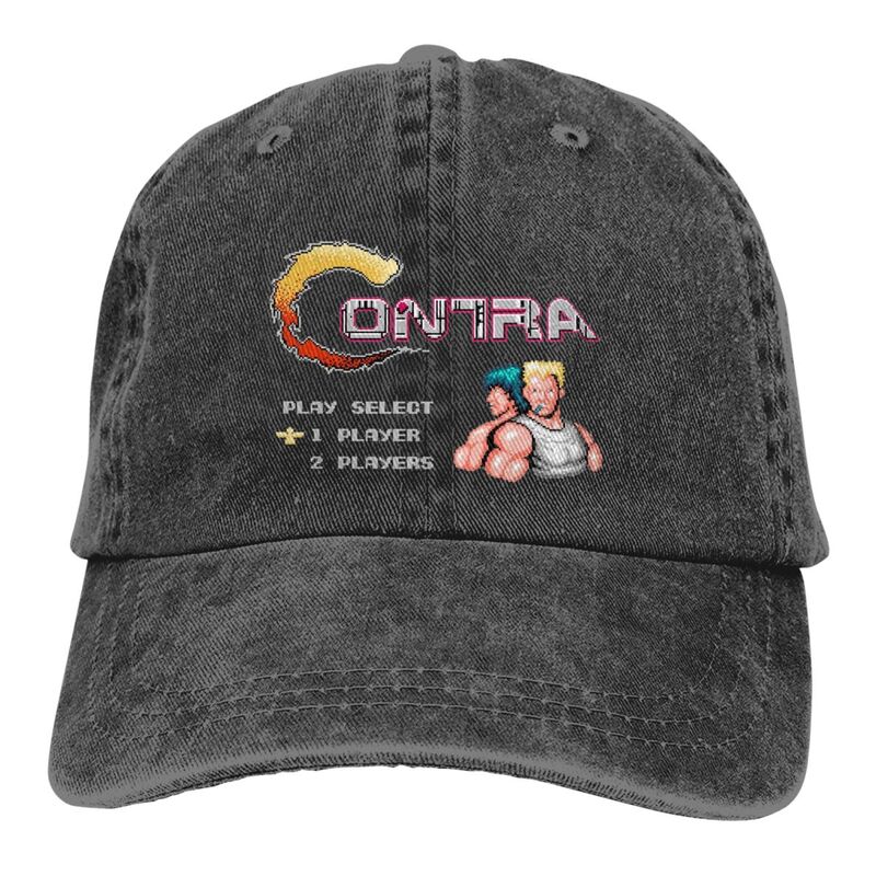 Topi bisbol, Contra Gaming Video Game uniseks gaya robek Denim dicuci topi Snapback luar ruangan topi lembut