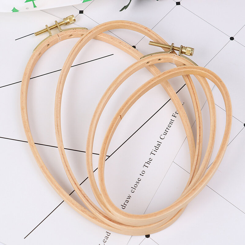1 szt. Drewniana haft bambusowy rama z owalnym tamborek pierścieniem maszyna do haftu krzyżykowego do szycia z narzędziami do gospodarstwa domowego