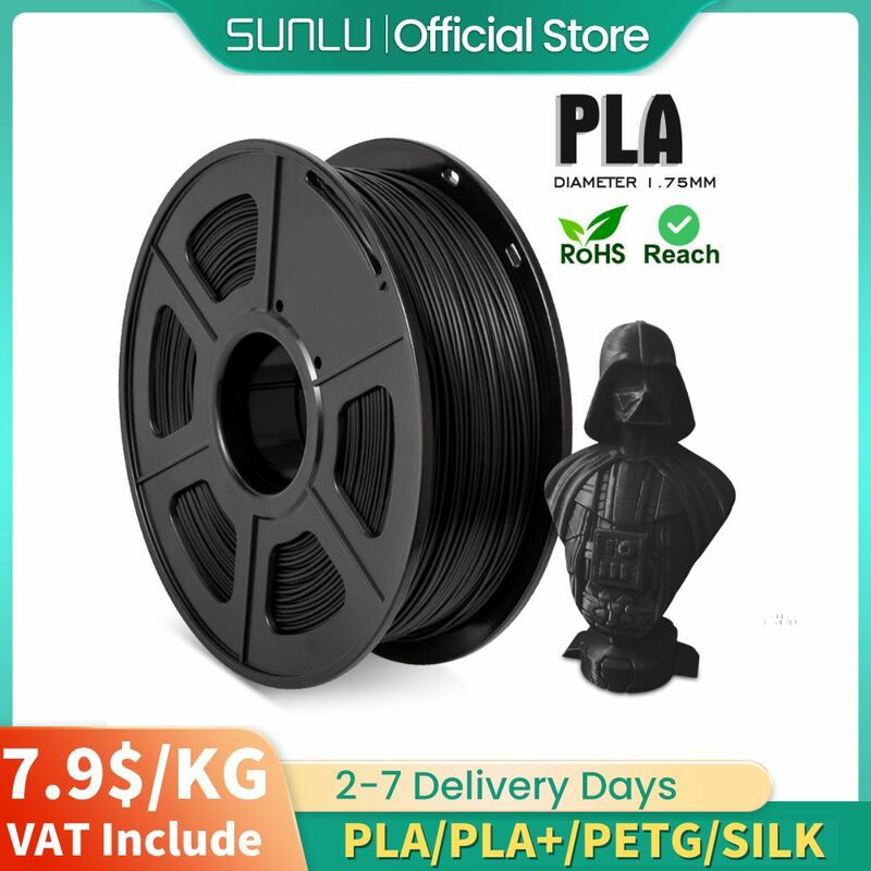SUNLU 3D 프린터 PETG, PLA, PLA +, 실크 1.75mm 공차 +/-0.02mm 필라멘트 버블 없음, RU / EU 창고 및 진공 포장, 1kg