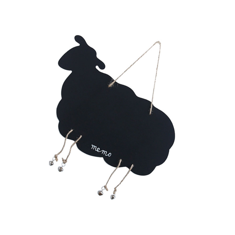 Quadro suspenso dupla face, sinal de madeira, forma de ovelha, decoração vintage, madeira em branco, placa preta com corda suspensa