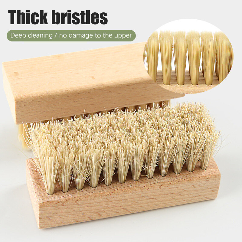 1Pc Pig Bristles Shoe Brush For Slippers Sneaker Brush Shoes Cleaning Brushes Boot Brush Cleaner Wood Handle