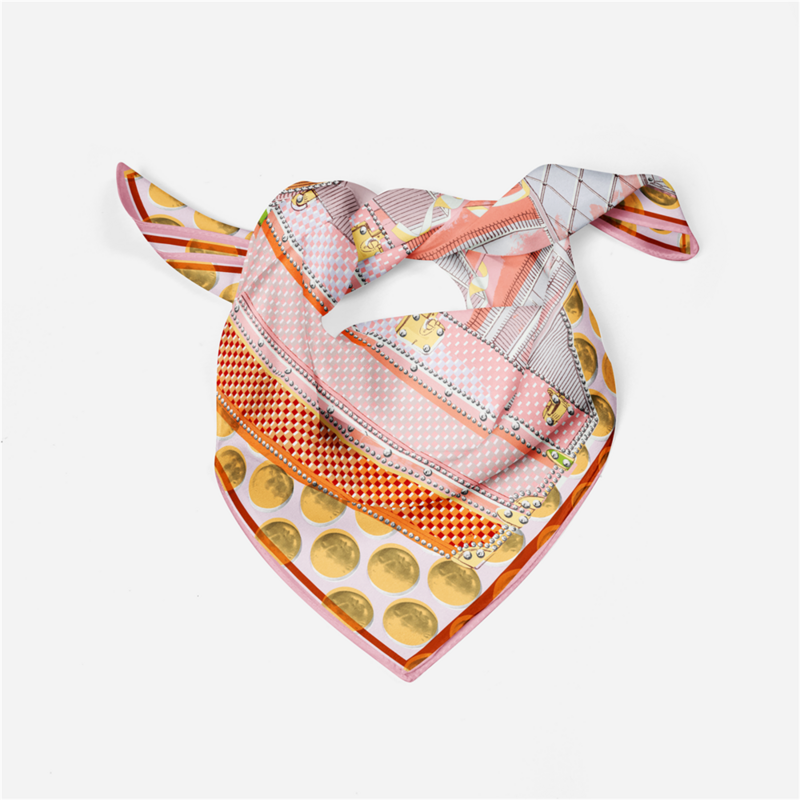 Bufanda de seda de sarga para mujer, pañuelo cuadrado con estampado Digital, Bandana pequeña, Hijab, diadema, 53CM
